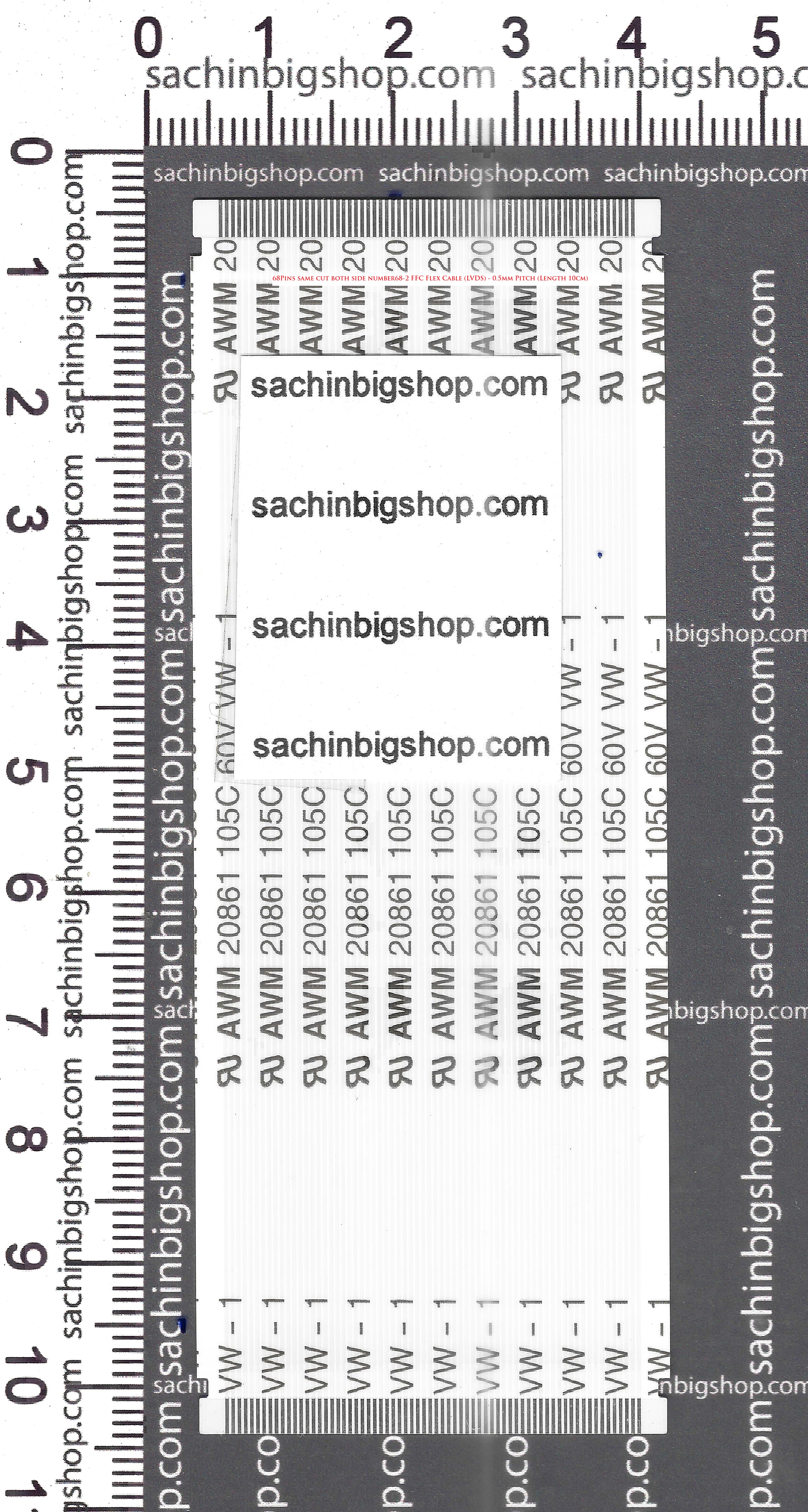 68Pins same cut both side number 68-2 FFC Flex Cable (LVDS) - 0.5mm Pitch (Length 10cm)