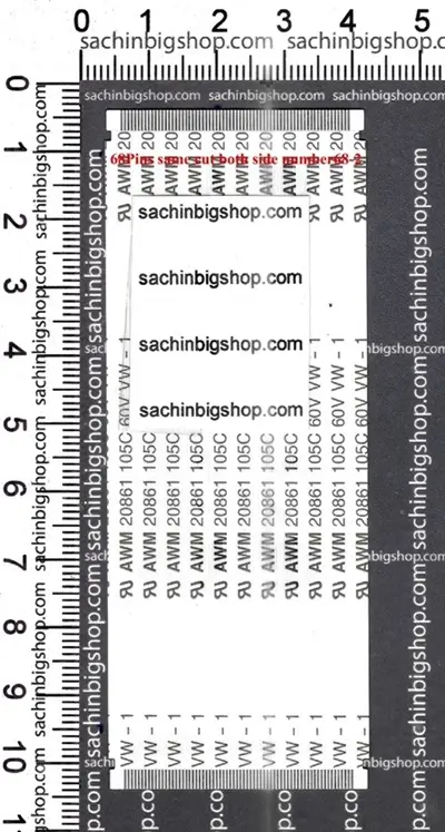 68Pins same cut both side number 68-2 FFC Flex Cable (LVDS) - 0.5mm Pitch (Length 10cm)