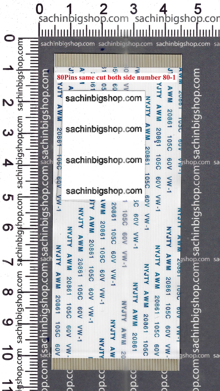 80Pins same cut both side number80-1 FFC Flex Cable (LVDS) - 0.5mm Pitch (Length 10cm)