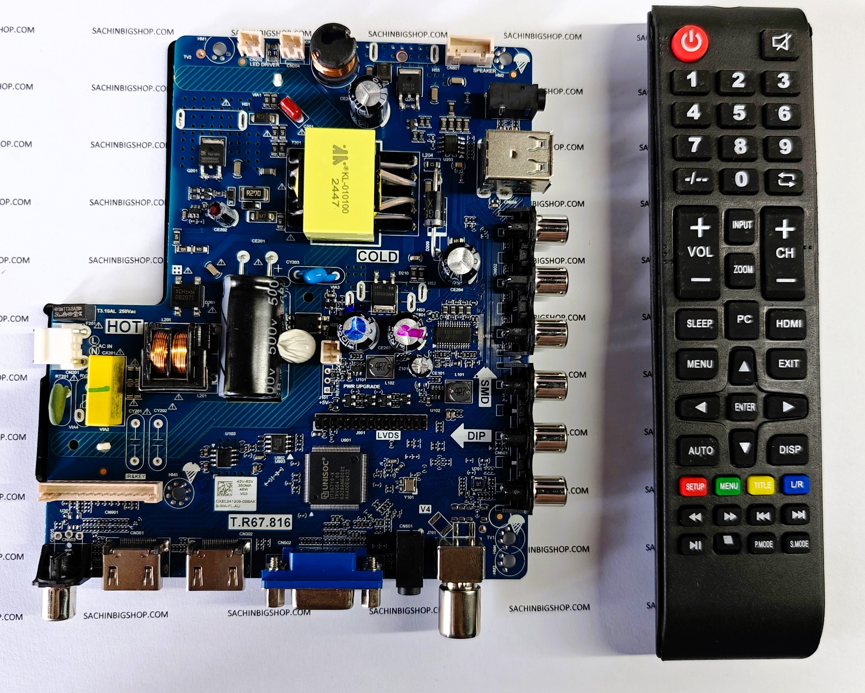 T.R67.816 LED TV Combo Motherboard with Remote